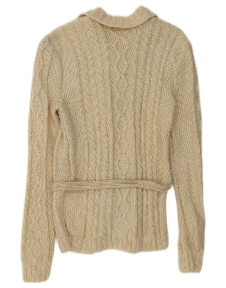 Vintage mujer Cardigan suéter Reino Unido 14 Medio Beige