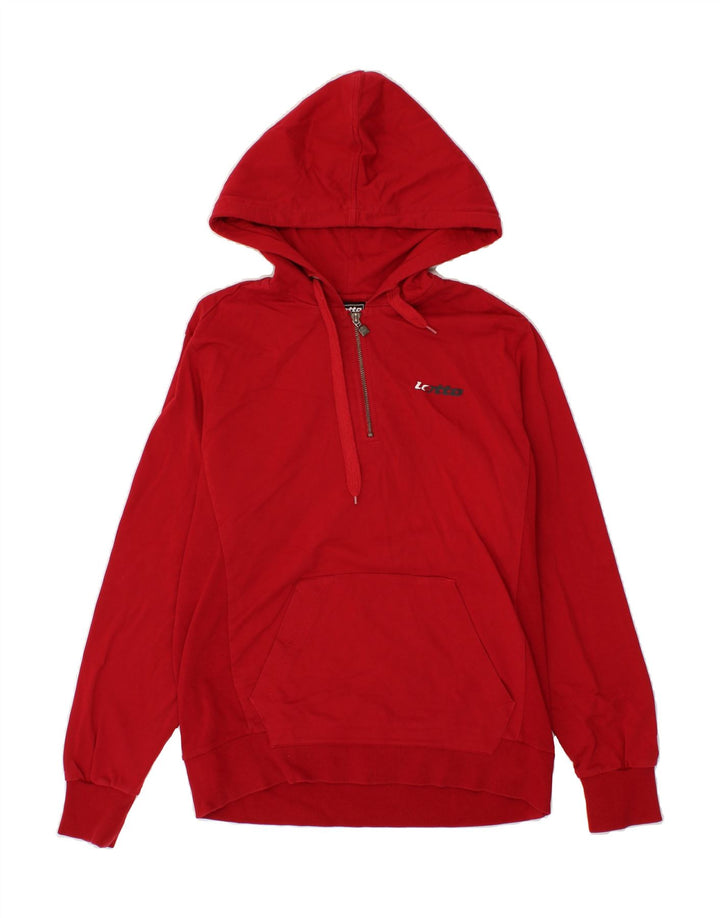 LOTTO Mens 1/4 Zip Hoodie Jumper Medium Red Cotton Vintage Lotto and Second-Hand Lotto from Messina Hembry 