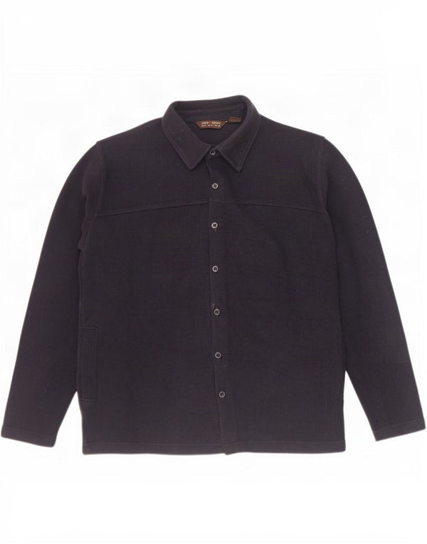 Zara Hombre Camisa Sobrecamisa Mediana Azul Marino Algodón