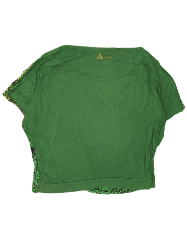 Desigual Blusa extragrande para mujer Top UK 46 Large Green Paisley Viscosa