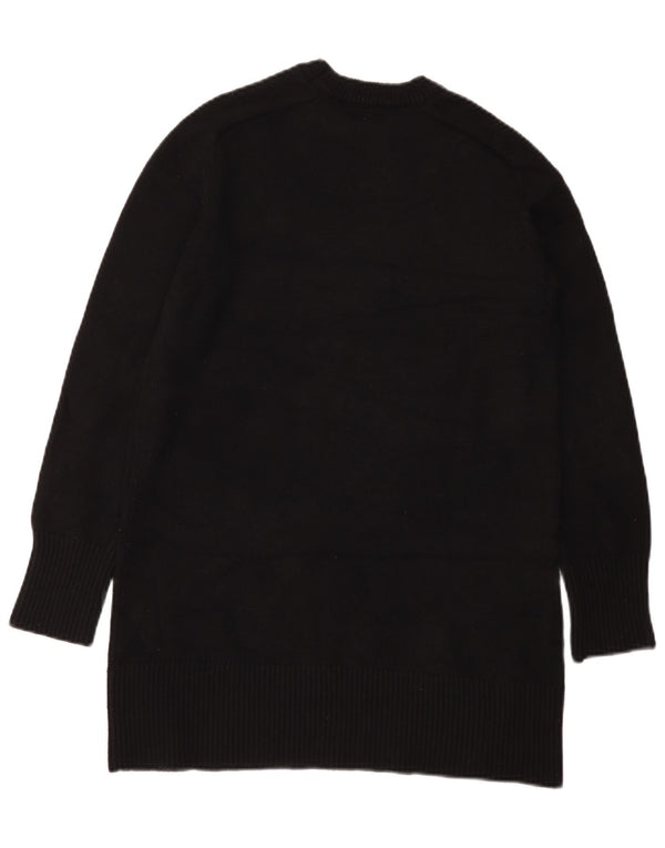 Zara Suéter Largo De Cuello Redondo De Gran Tamaño para Mujer UK 6 XS Negro