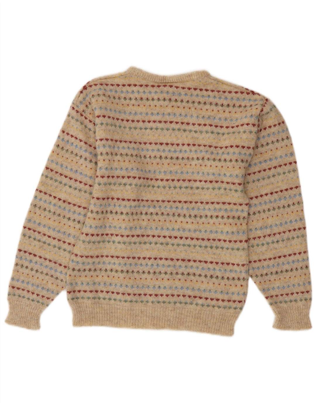LAURA ASHLEY Jersey de cuello redondo para mujer UK 10 Small Beige Fair Isle