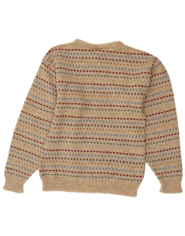 LAURA ASHLEY Jersey de cuello redondo para mujer UK 10 Small Beige Fair Isle