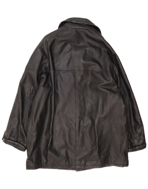 Abrigo de cuero vintage para mujer IT 54 3XL Negro