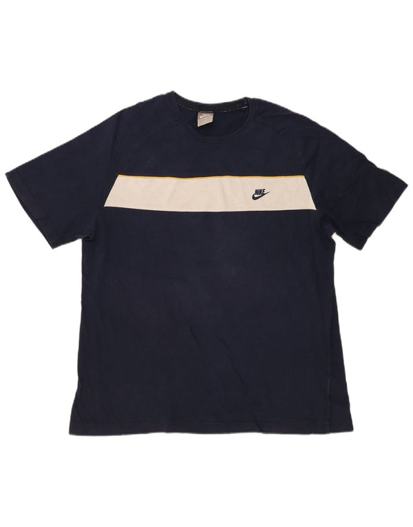 Nike Camiseta para hombre Top UK 42/44 Large Azul marino Colorblock Algodón