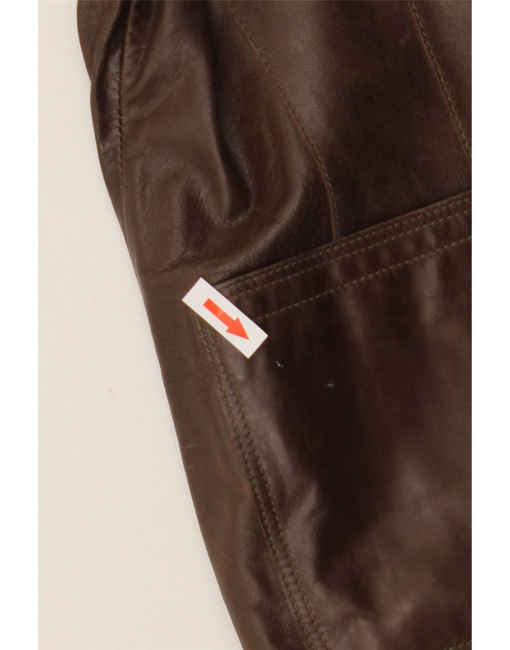 Kello Chaqueta Blazer de Cuero con 1 Botón para Mujer UK 44 Marrón Medio