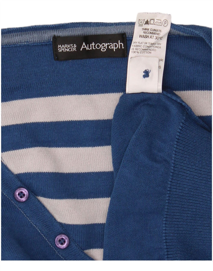 Marks & Spencer Suéter tipo jersey con cuello en V y autógrafo para hombre, talla grande, azul
