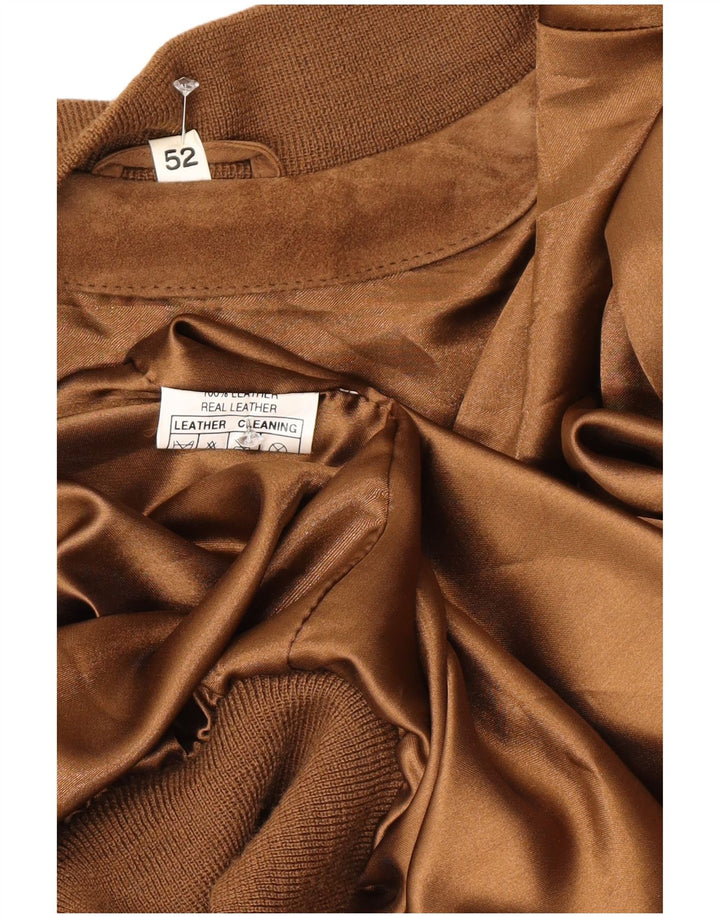 Chaqueta de ante vintage para hombre IT 52 XL cuero marrón
