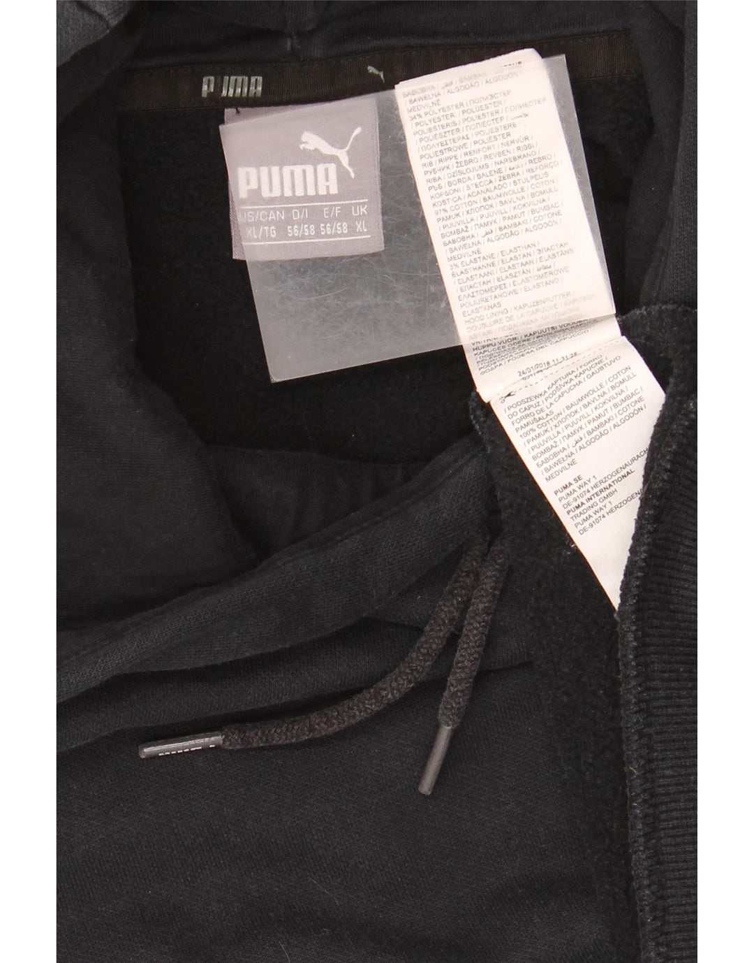 Puma Sudadera con capucha para hombre Jumper XL Algodón negro