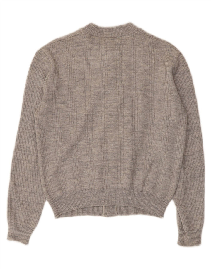 Vintage mujer Cardigan suéter Reino Unido 14 gris medio