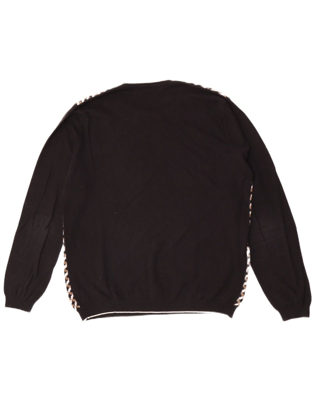 SISLEY Jersey con cuello redondo para hombre, talla grande, color negro