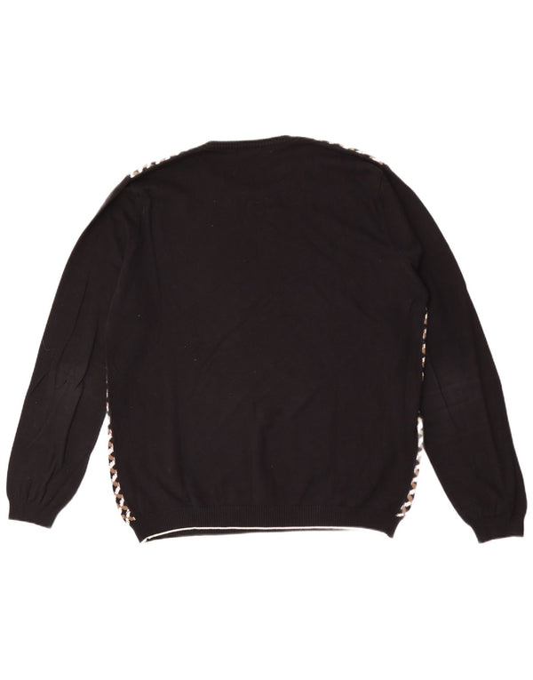 SISLEY Jersey con cuello redondo para hombre, talla grande, color negro