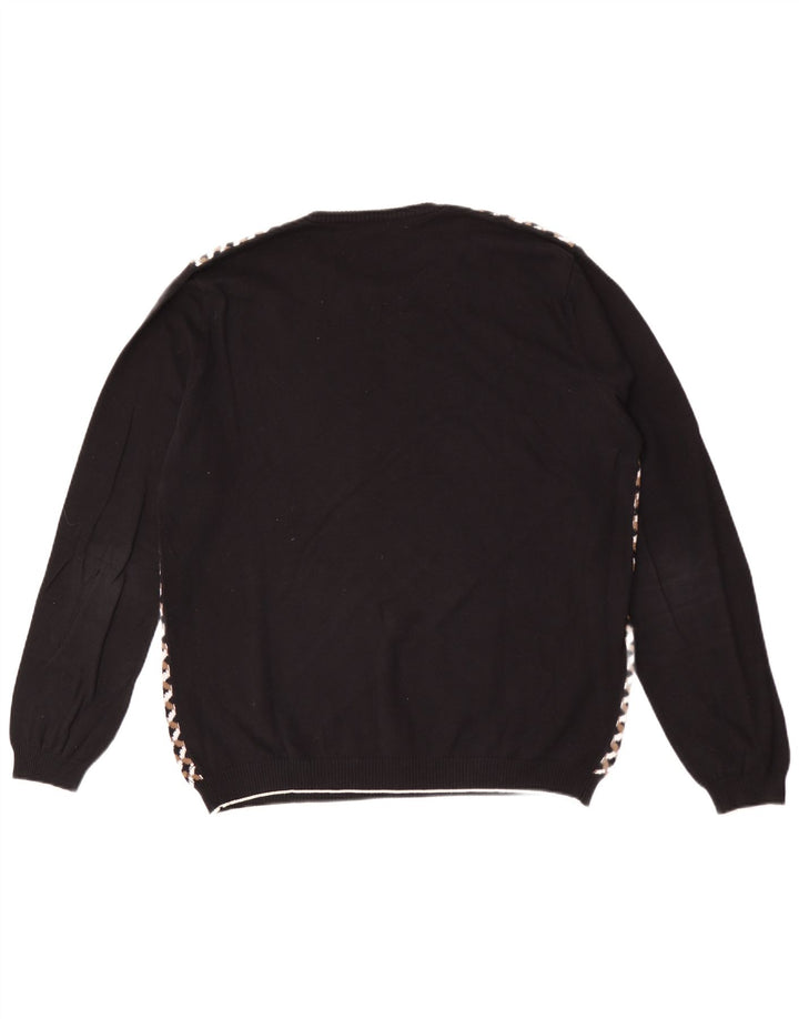 SISLEY Jersey con cuello redondo para hombre, talla grande, color negro