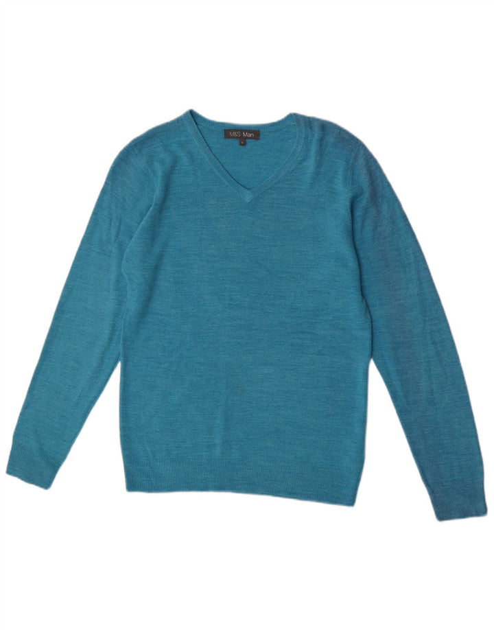 Marks & Spencer Suéter con Cuello en V para Hombre Pequeño Turquesa Moteado