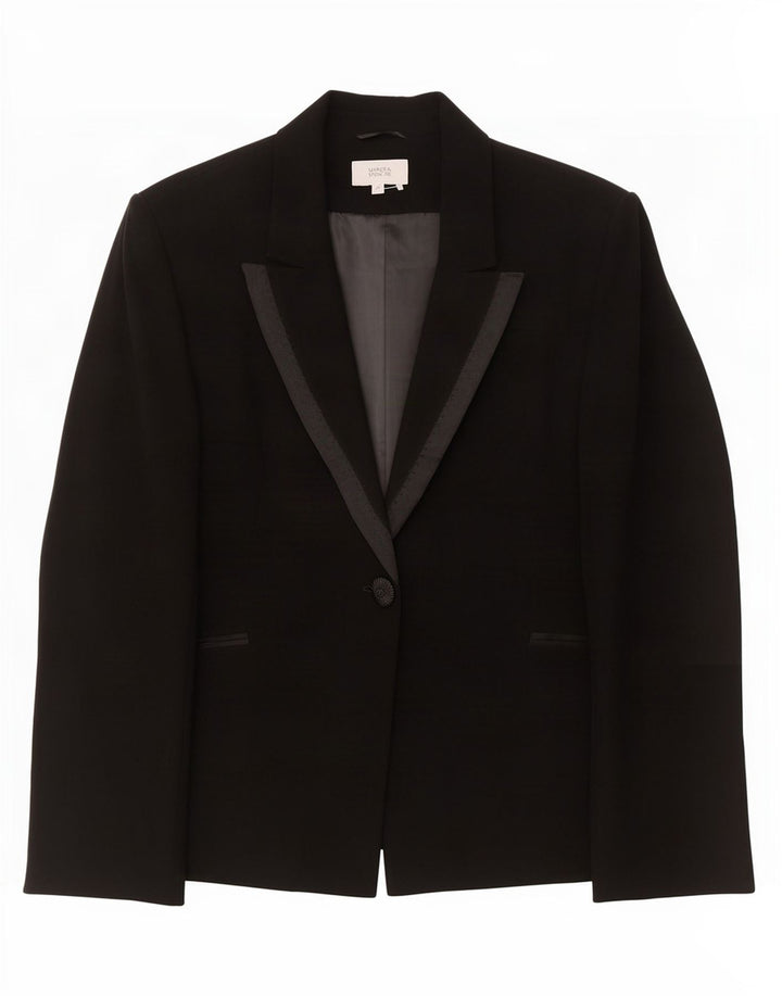 Marks & Spencer Chaqueta tipo blazer con 1 botón para mujer UK 22 3XL Acetato negro
