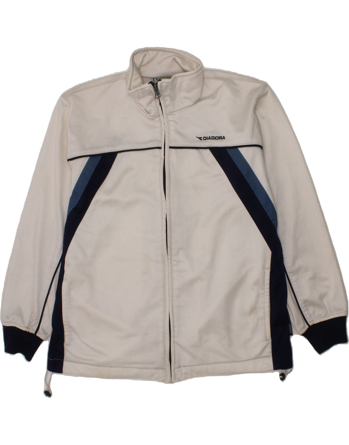 DIADORA Boys Tracksuit Top Jacket 10-11 Years White Colourblock Polyester Vintage Diadora and Second-Hand Diadora from Messina Hembry 