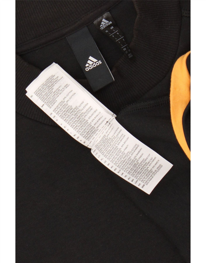 ADIDAS Hombre Sudadera Gráfica Jumper Grande Algodón Negro