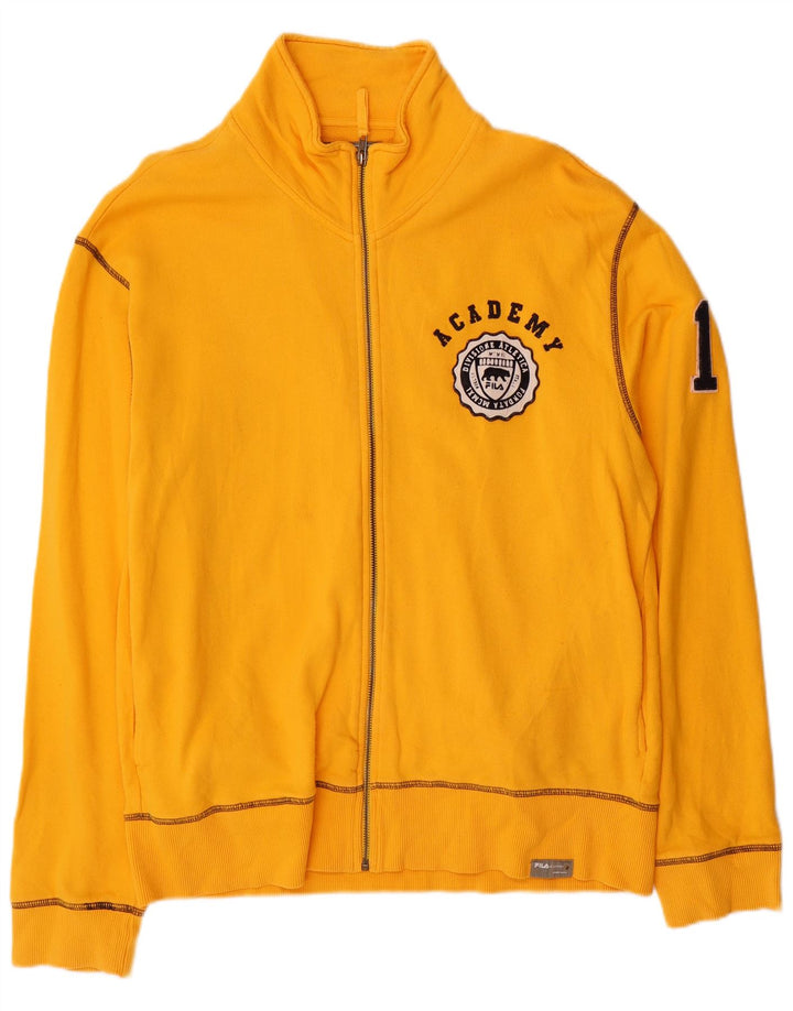 FILA Chaqueta superior de chándal con gráfico para hombre Algodón amarillo grande