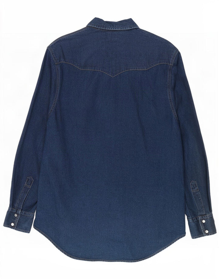 Camisa Vaquera Edwin Hombre Mediana Azul Marino Algodón