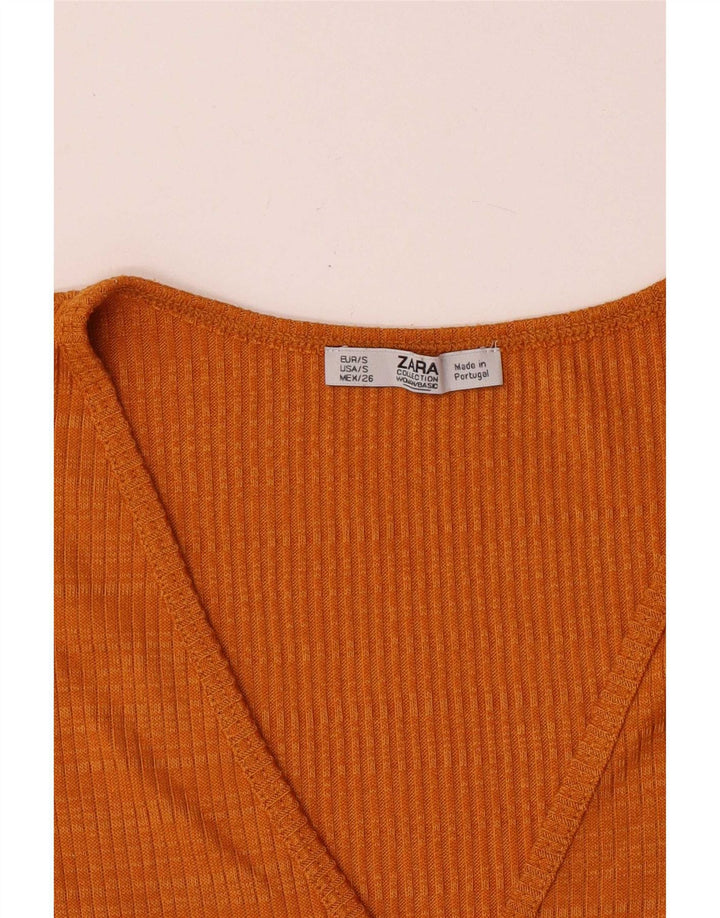 Zara Camiseta Mujer Top UK 10 Small Naranja
