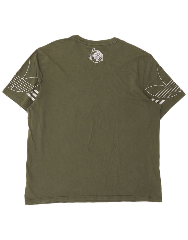 Adidas Hombre Camiseta Gráfica Top XL Algodón Verde