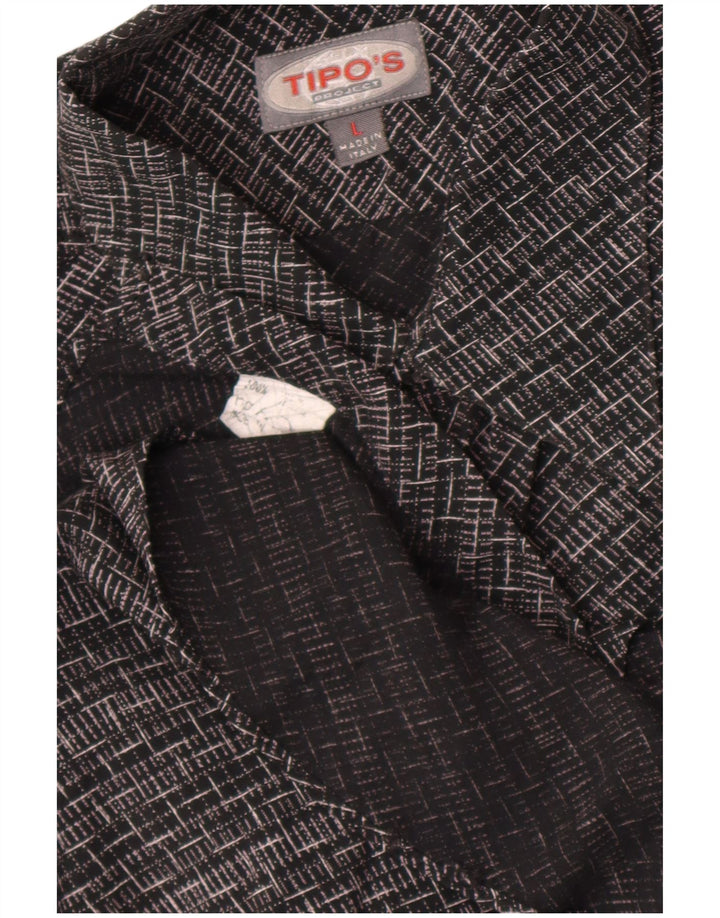 Tipo' S Camisa De Manga Corta Para Hombre Grande Viscosa Geométrica Negra