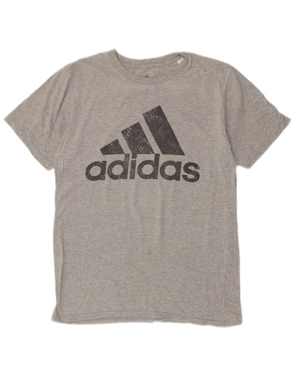 ADIDAS Camiseta gráfica para hombre Top Algodón gris medio