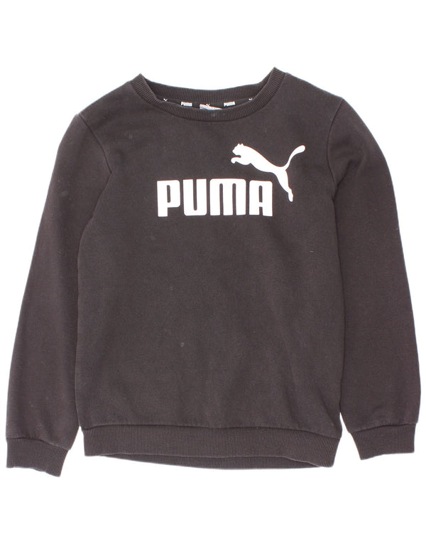 Puma Boys Graphic Sudadera Jumper 7-8 años Negro Algodón