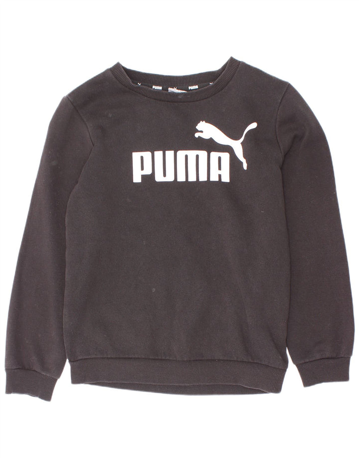 Puma Boys Graphic Sudadera Jumper 7-8 años Negro Algodón