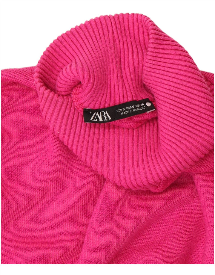 Zara Mujer Crop Oversize Cuello Alto Jersey Jersey UK 10 Small Rosa