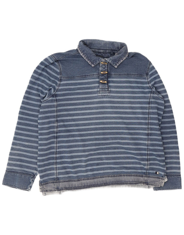 Sudadera con cuello tipo polo para hombre Fat Face Jersey XL de algodón a rayas azules