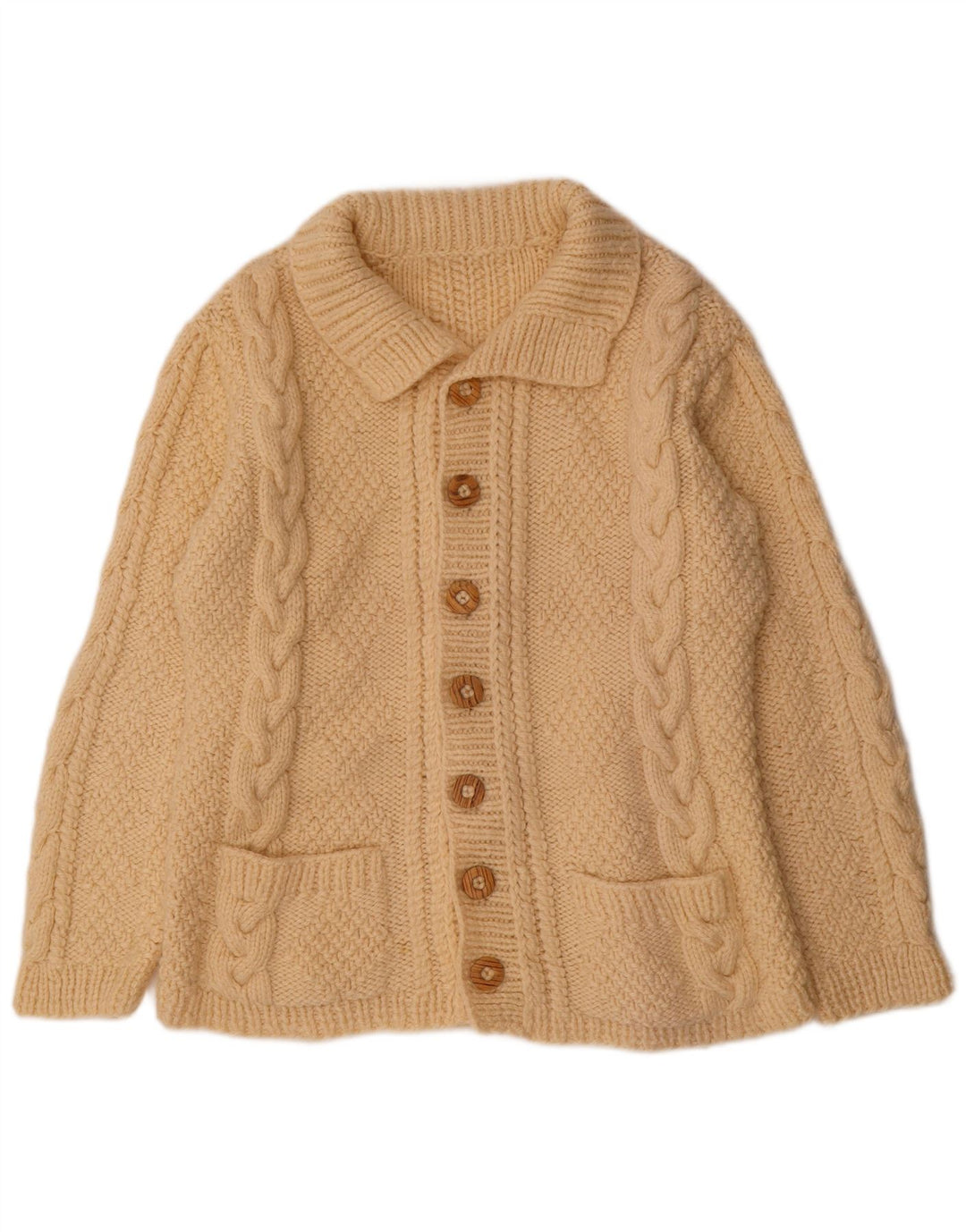 Vintage hombres Cardigan suéter grande beige