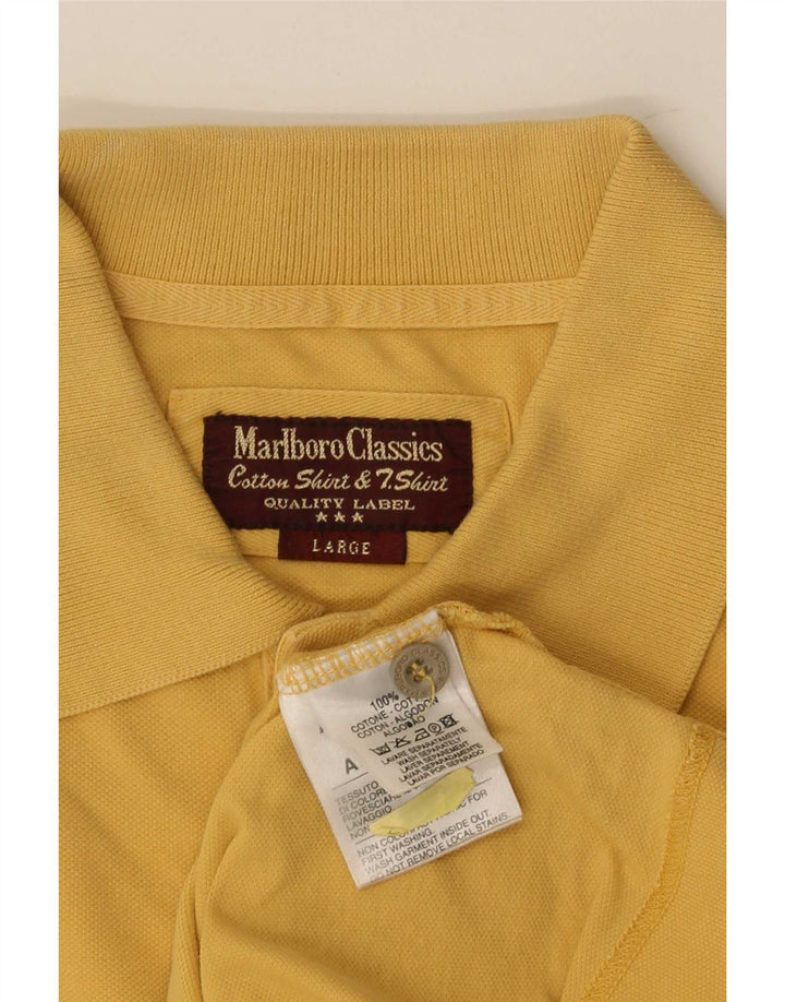 Marlboro Classics Polo para hombre grande de algodón amarillo