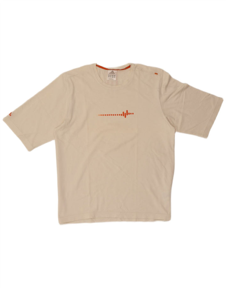 ADIDAS Camiseta gráfica para hombre Top grande de algodón blanco roto