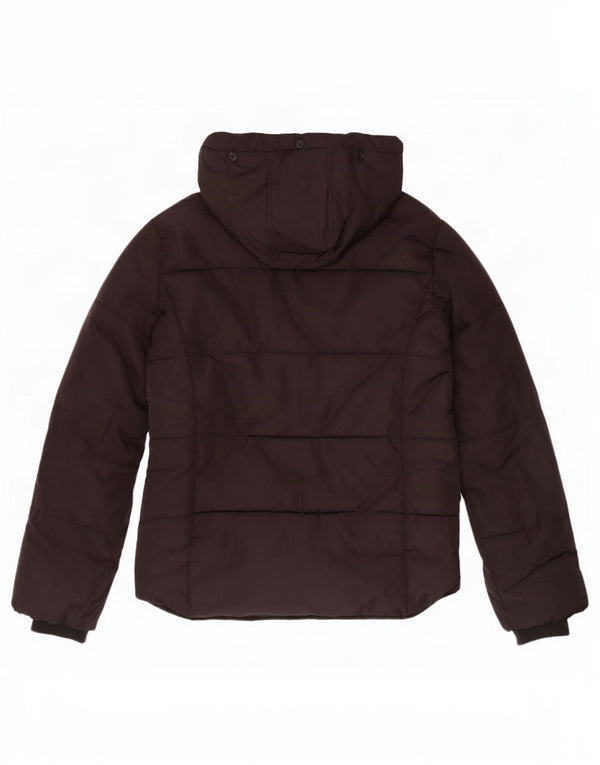 Topshop Womens Hooded Padded Jacket UK 8 Small Black Polyester