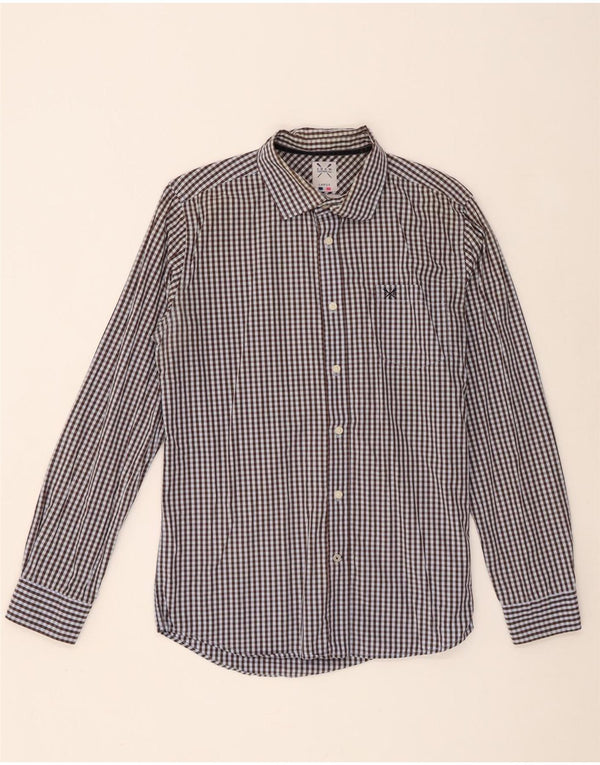Crew Clothing Camisa entallada para hombre de algodón a cuadros marrón grande