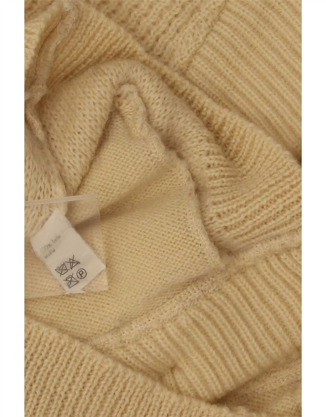 Vintage Hombre Cardigan Suéter IT 50 Lana Beige Mediana