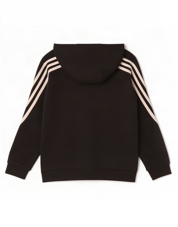Adidas - Sudadera con capucha y cremallera para niños, 9-10 años, algodón negro