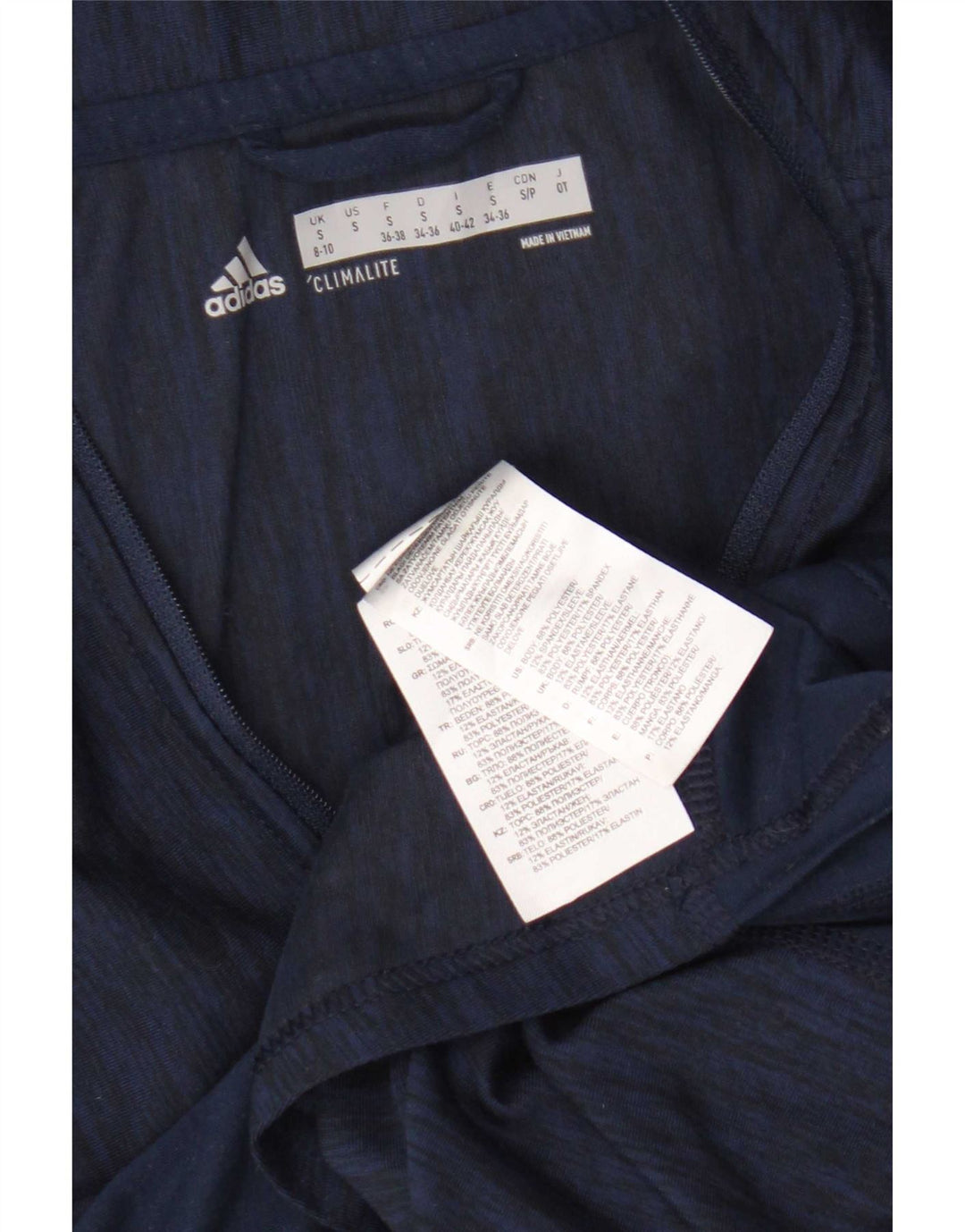 Adidas Mujer Gráfico Jersey Chándal Top Reino Unido 8/10 Pequeño Azul Marino
