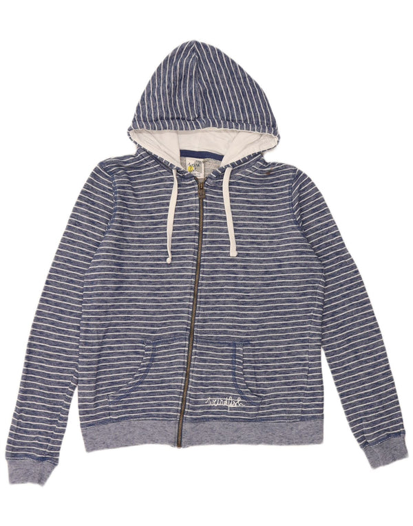Weird Fish Sudadera con capucha y cremallera para mujer UK 12 Medium Azul marino Rayas Algodón