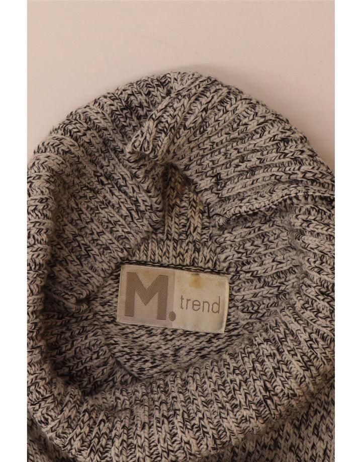 VINTAGE Hombres Roll Neck Jumper Suéter 2XL Gris Fair Isle Acrílico