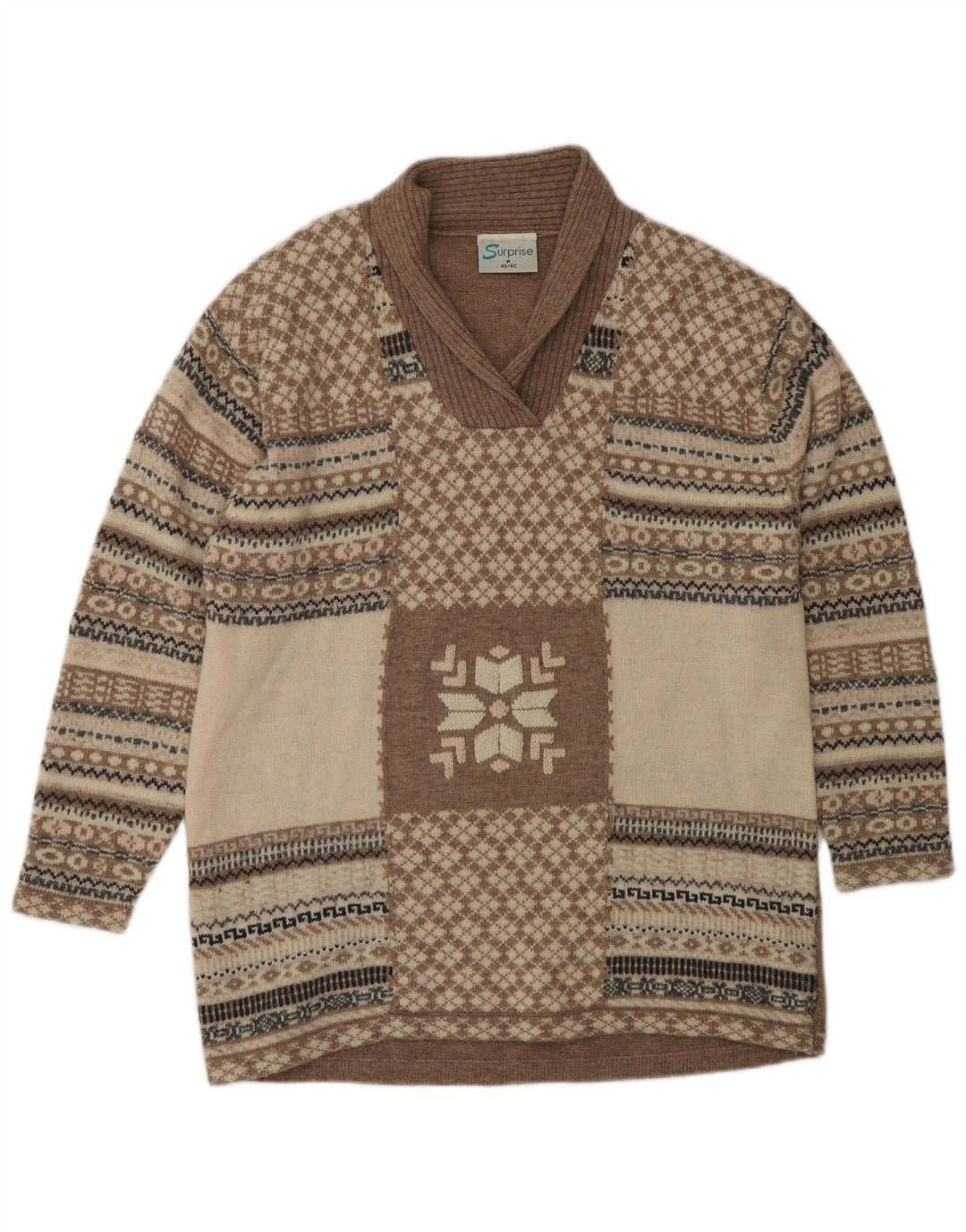 SURPRISE Jersey holgado con cuello chal para mujer IT 40/42 Medium Beige