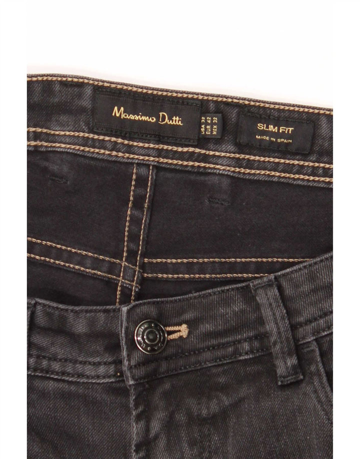 Massimo Dutti Jeans Slim Hombre EU 42 Large W32 L30 Gris Algodón