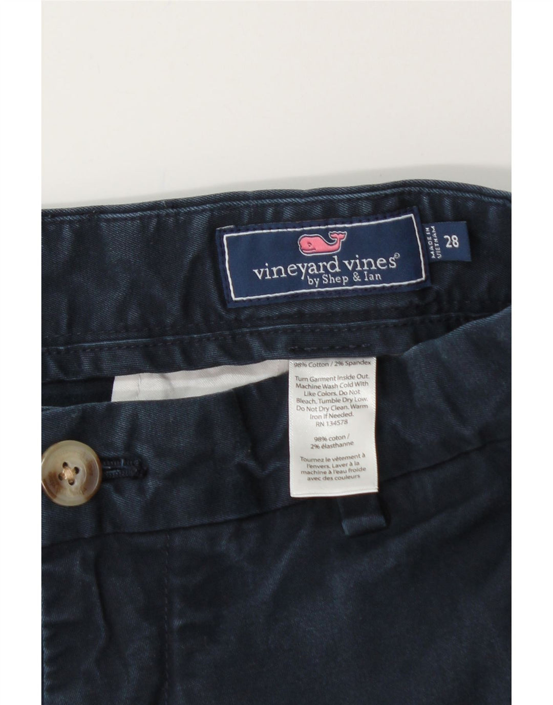 VINEYARD VINES Pantalones cortos chinos para hombre W28 Pequeño algodón azul marino