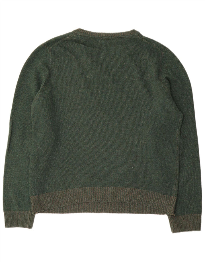 Jersey Massimo Dutti Hombre Cuello Pico Lana Verde Medio