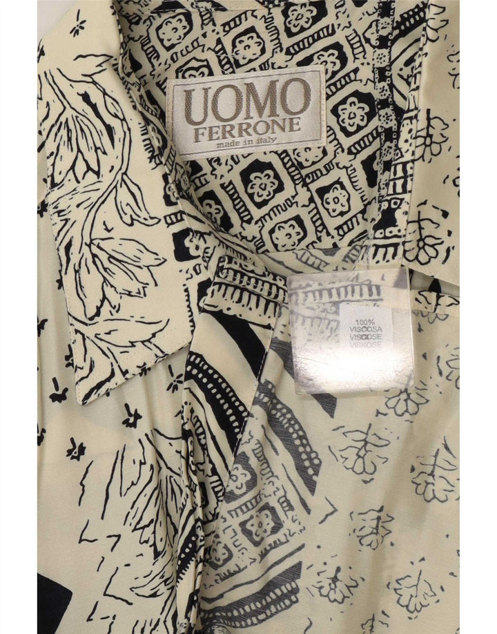 Ferrone Camisa Grande De Viscosa Patchwork Blanco Roto Hombre