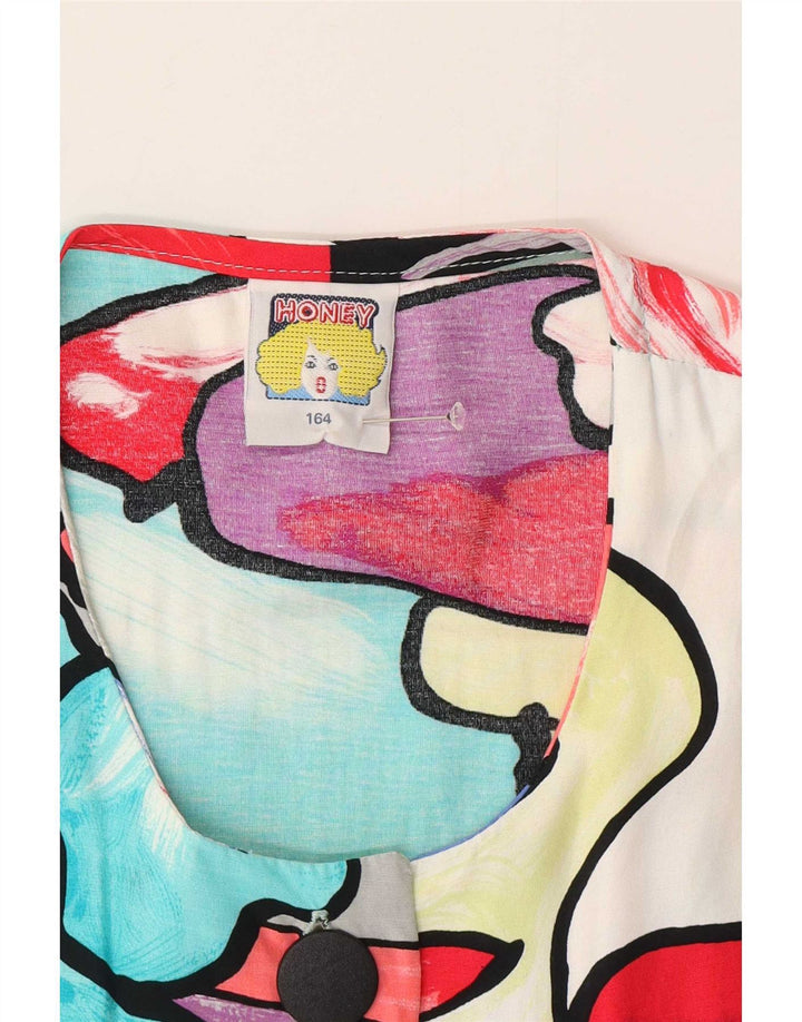 C&A Blusa camisera con estampado abstracto para mujer, talla 40, talla grande, multicolor