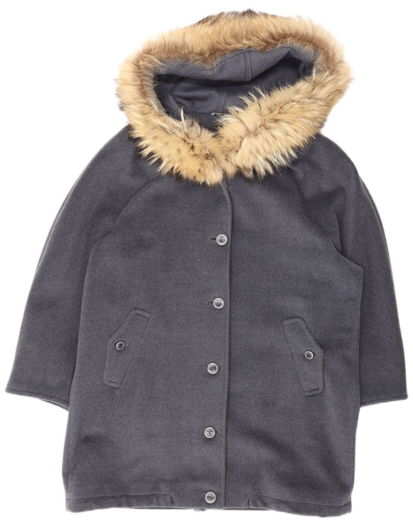 Max Mara Chaqueta Parka Extragrande con Capucha para Mujer Reino Unido 42 Lana Virgen Gris Medio