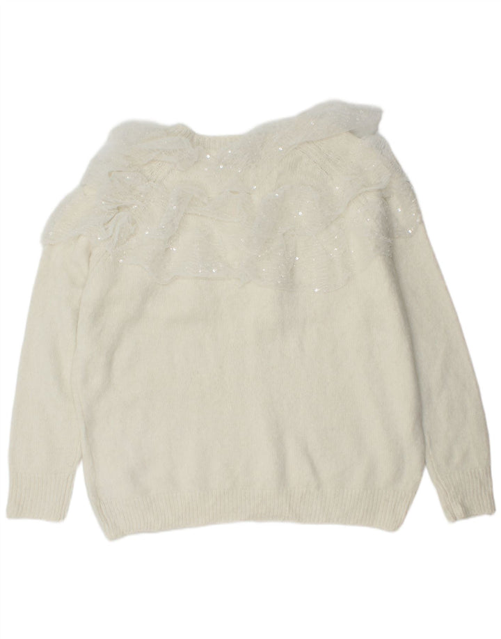 ZARA Womens Oversized Crew Neck Jumper Sweater UK 14 Medium White