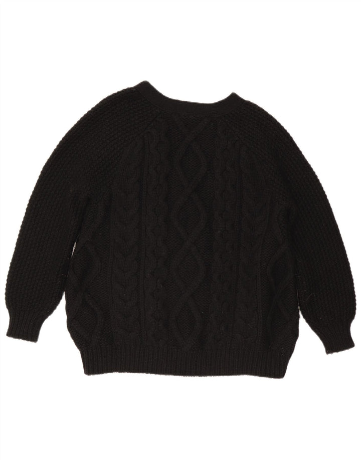 Stefanel Suéter tipo cárdigan para mujer Reino Unido 44 Lana negra mediana